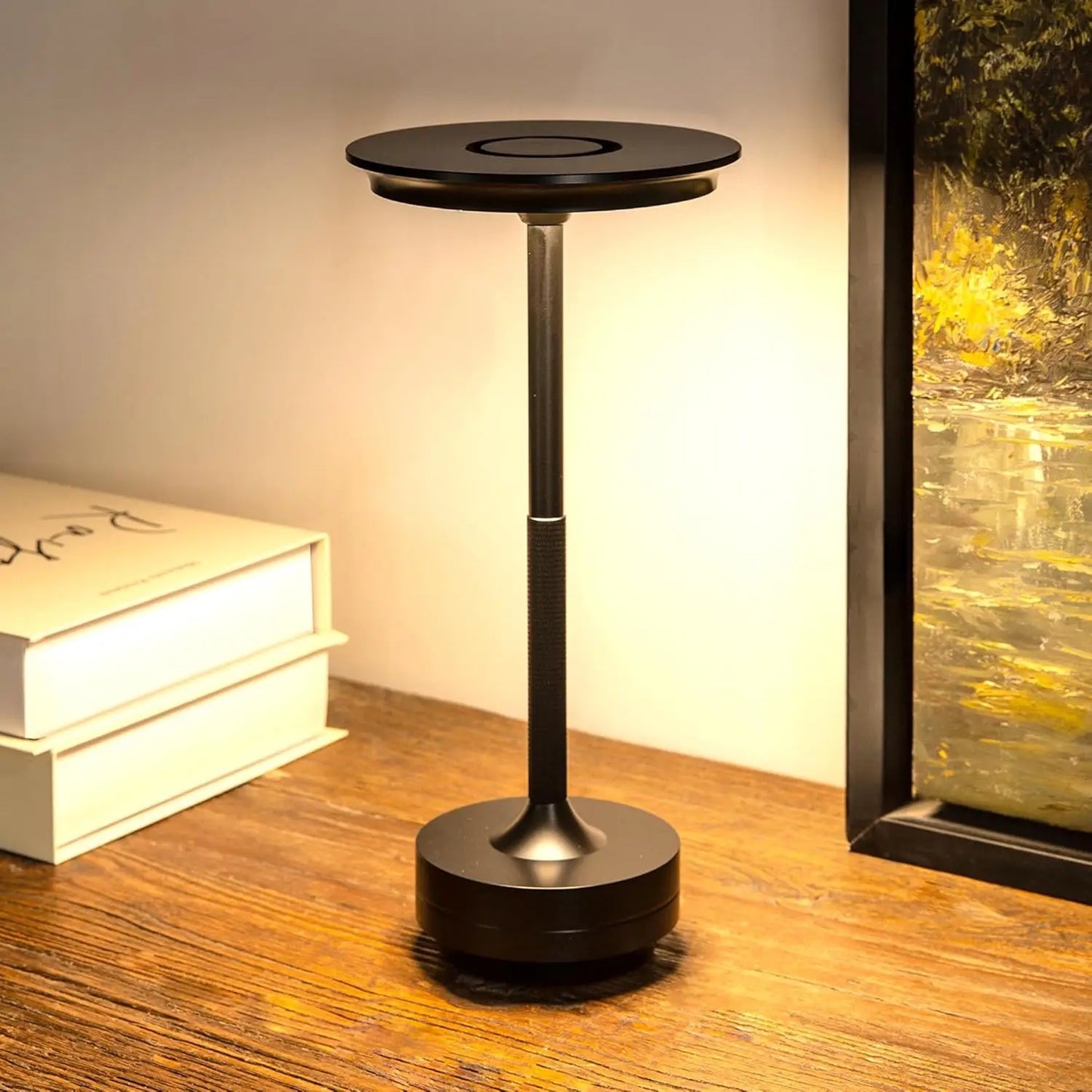Cordless desk lamp, LED rechargeable desk lamp, with 3 temperature settings, stepless dimming, aluminum alloy, suitable for home
