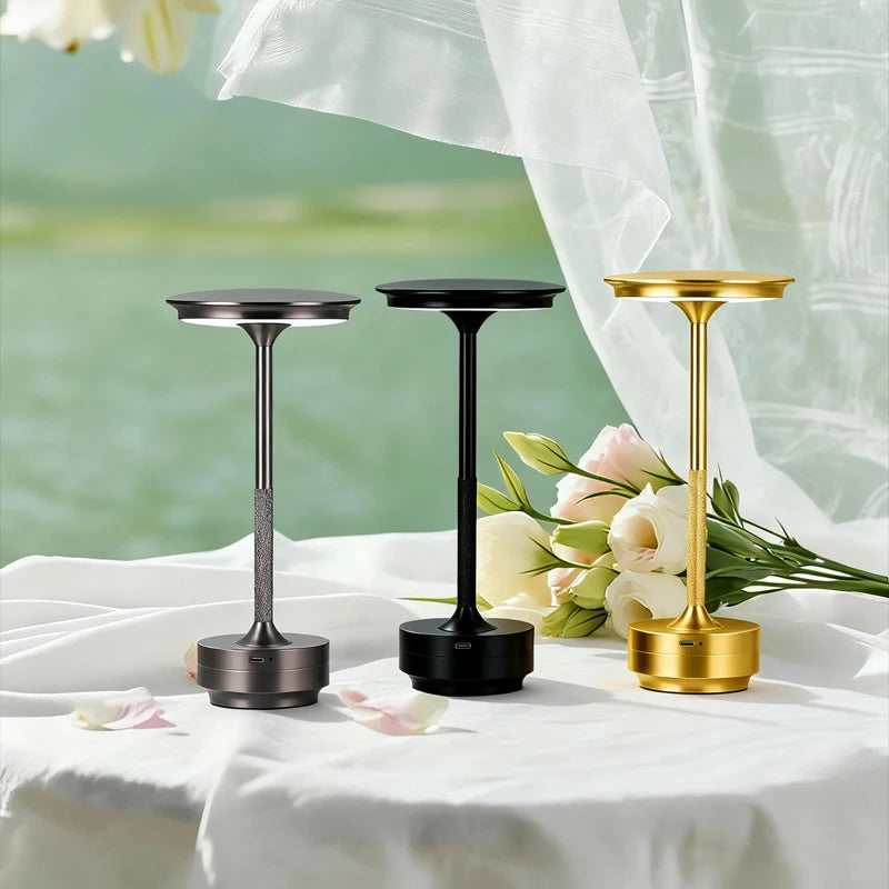 Cordless desk lamp, LED rechargeable desk lamp, with 3 temperature settings, stepless dimming, aluminum alloy, suitable for home
