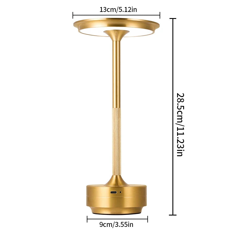 Cordless desk lamp, LED rechargeable desk lamp, with 3 temperature settings, stepless dimming, aluminum alloy, suitable for home