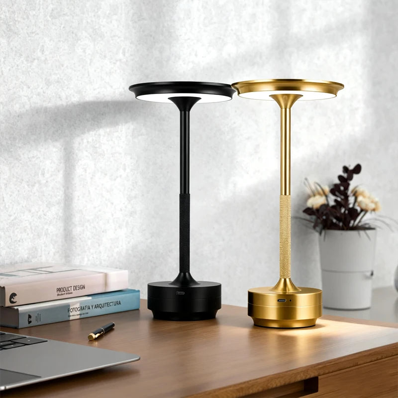 Cordless desk lamp, LED rechargeable desk lamp, with 3 temperature settings, stepless dimming, aluminum alloy, suitable for home