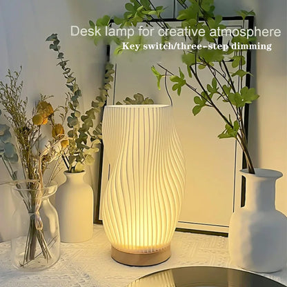 3D Desk Lamp Pleated Bedroom Bedside Lamp 3 Levels Dimmable Desk Lights LED Night Light Coffee Shop Card Seat Atmosphere Lamp