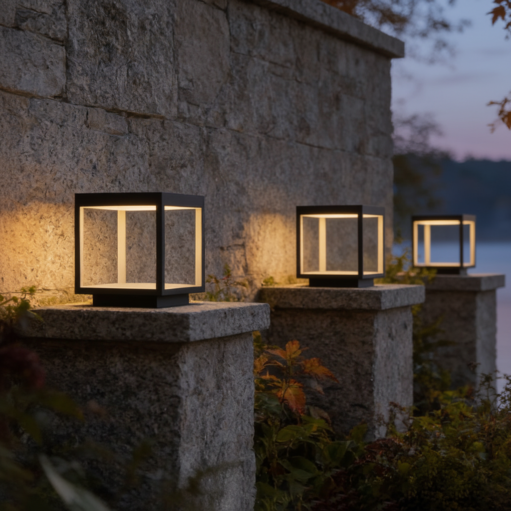 Concrete Pillar Lights Modern Open-Frame Square LED Light