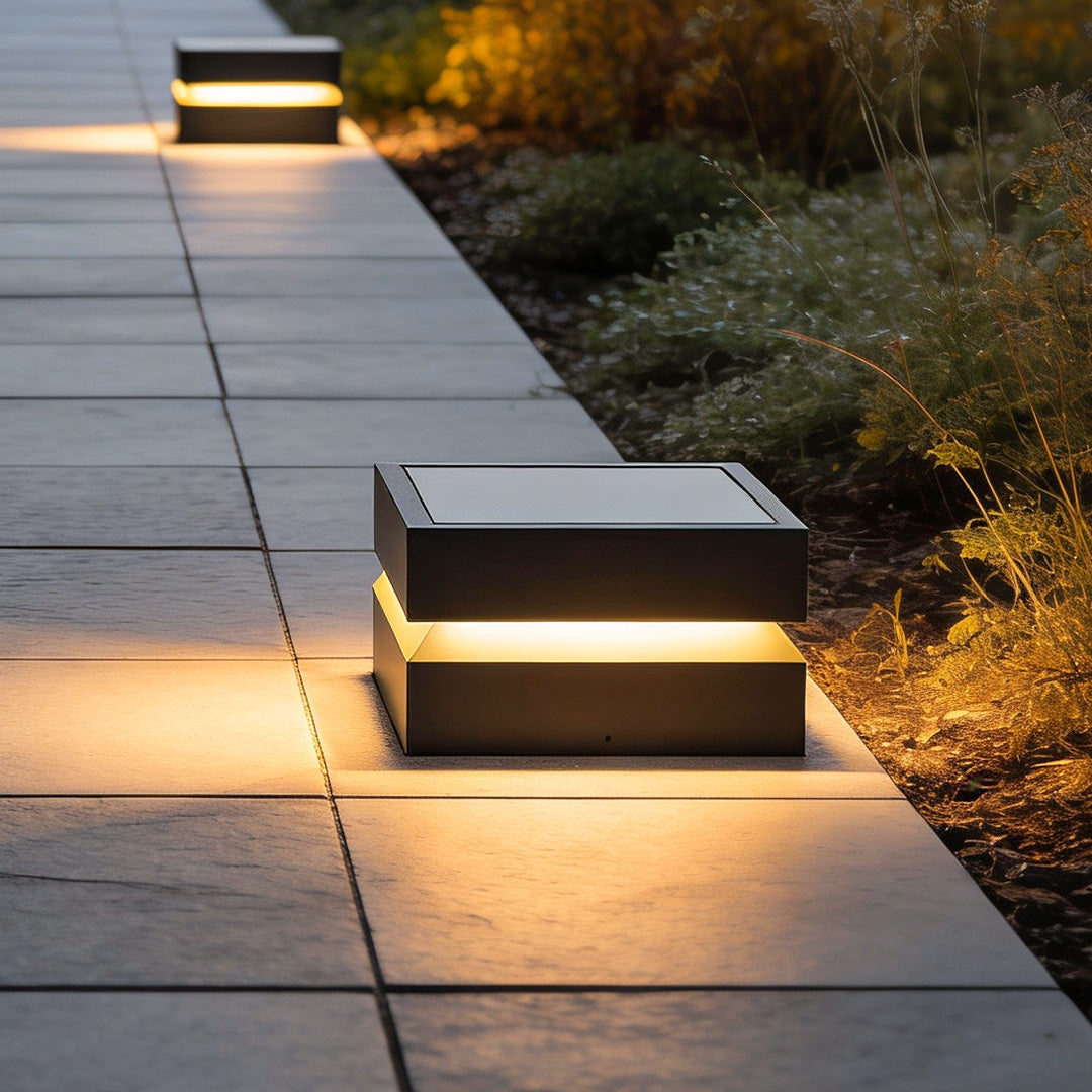 Concrete Pillar Lights Modern Open-Frame Square LED Light
