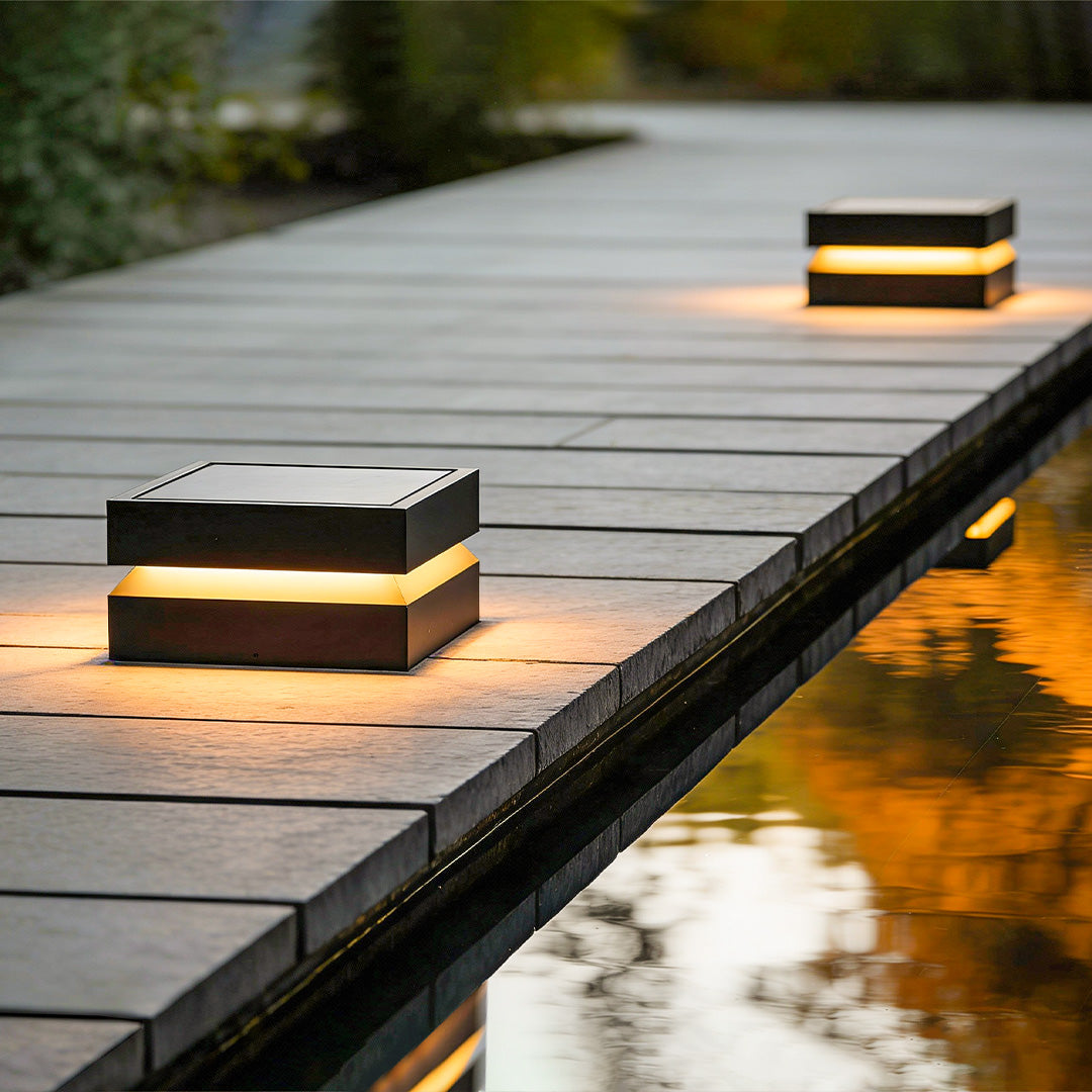 Concrete Pillar Lights Modern Open-Frame Square LED Light